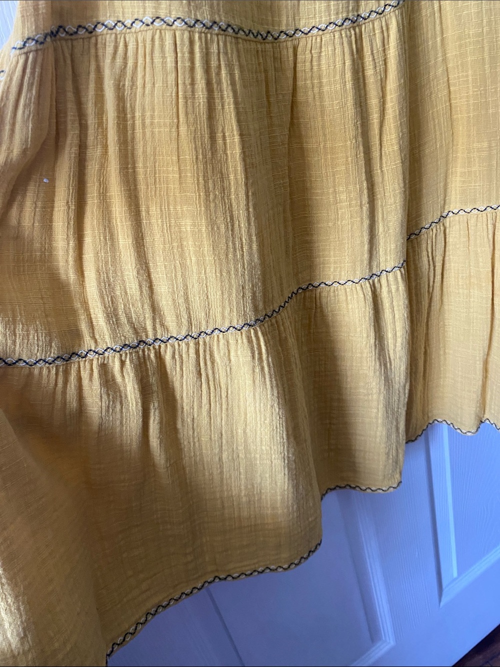 Max Studio Embroidered Mustard Yellow Boho Sleeveless Sun Dress 100% Cotton - Picture 5 of 9